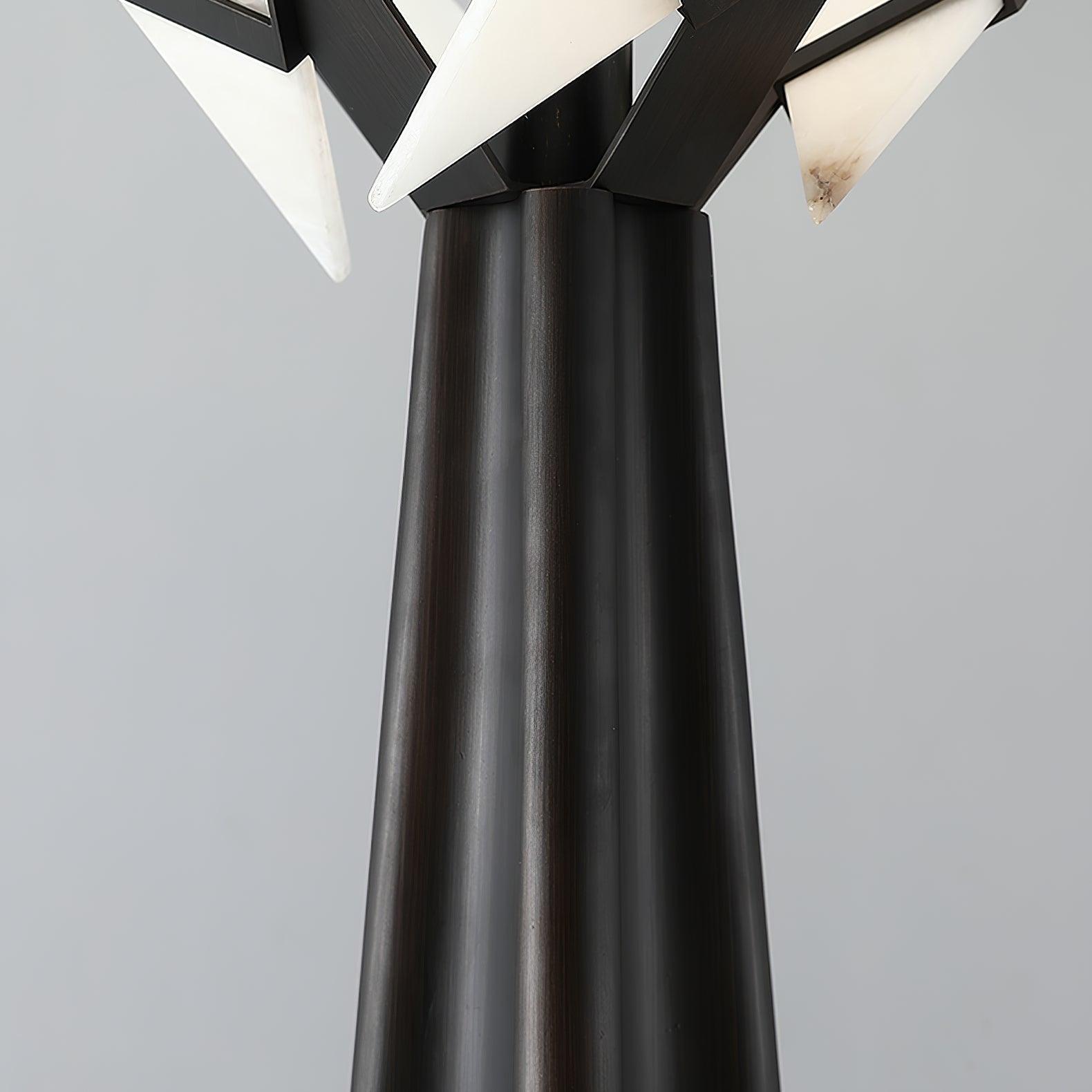 Modern LED Standing Lamp with Natural Alabaster Shade and Sleek Black Metal Body