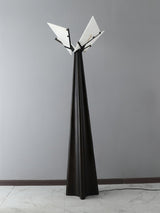 Modern LED Standing Lamp with Natural Alabaster Shade and Sleek Black Metal Body
