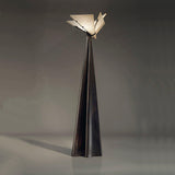 Modern LED Standing Lamp with Natural Alabaster Shade and Sleek Black Metal Body