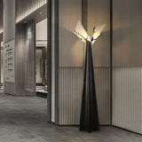 Modern LED Standing Lamp with Natural Alabaster Shade and Sleek Black Metal Body