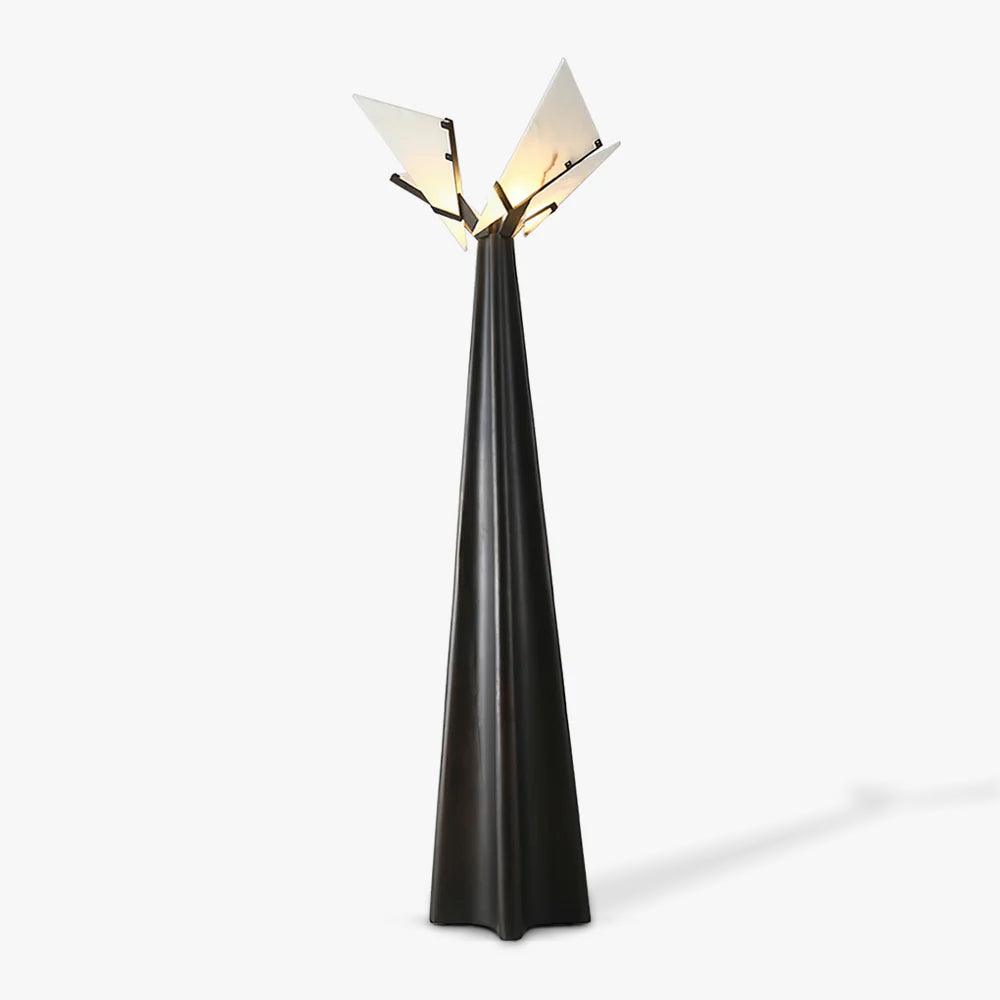 Modern LED Standing Lamp with Natural Alabaster Shade and Sleek Black Metal Body
