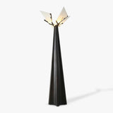 Modern LED Standing Lamp with Natural Alabaster Shade and Sleek Black Metal Body