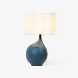 Modern Artistic Resin Table Lamp with White Fabric Shade Handcrafted Blue and White Desk Lighting
