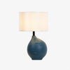 Modern Artistic Resin Table Lamp with White Fabric Shade Handcrafted Blue and White Desk Lighting