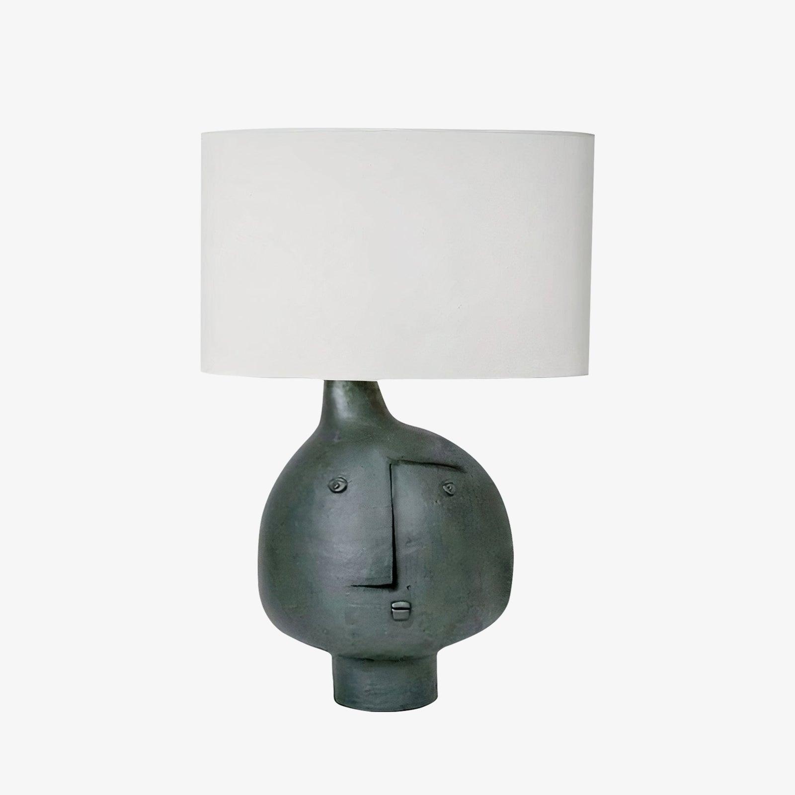 Modern Artistic Resin Table Lamp with White Fabric Shade Handcrafted Blue and White Desk Lighting