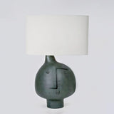 Modern Artistic Resin Table Lamp with White Fabric Shade Handcrafted Blue and White Desk Lighting