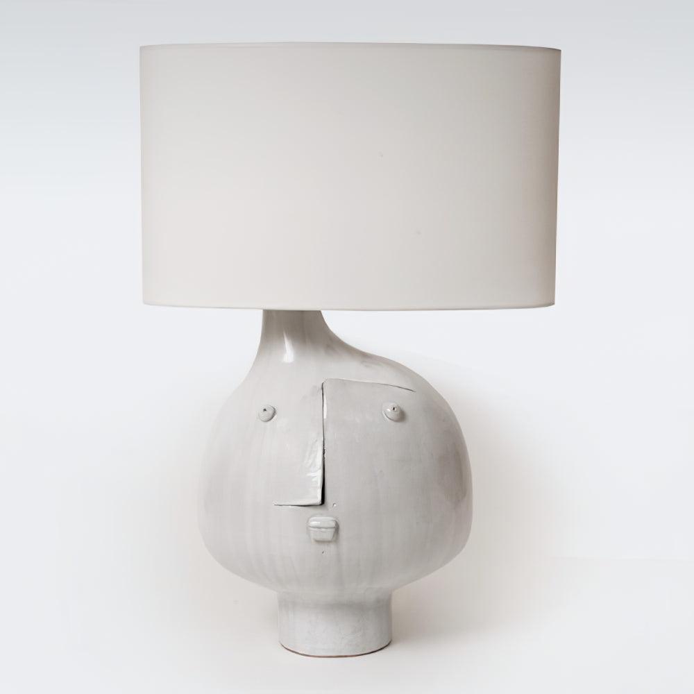 Modern Artistic Resin Table Lamp with White Fabric Shade Handcrafted Blue and White Desk Lighting