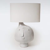 Modern Artistic Resin Table Lamp with White Fabric Shade Handcrafted Blue and White Desk Lighting