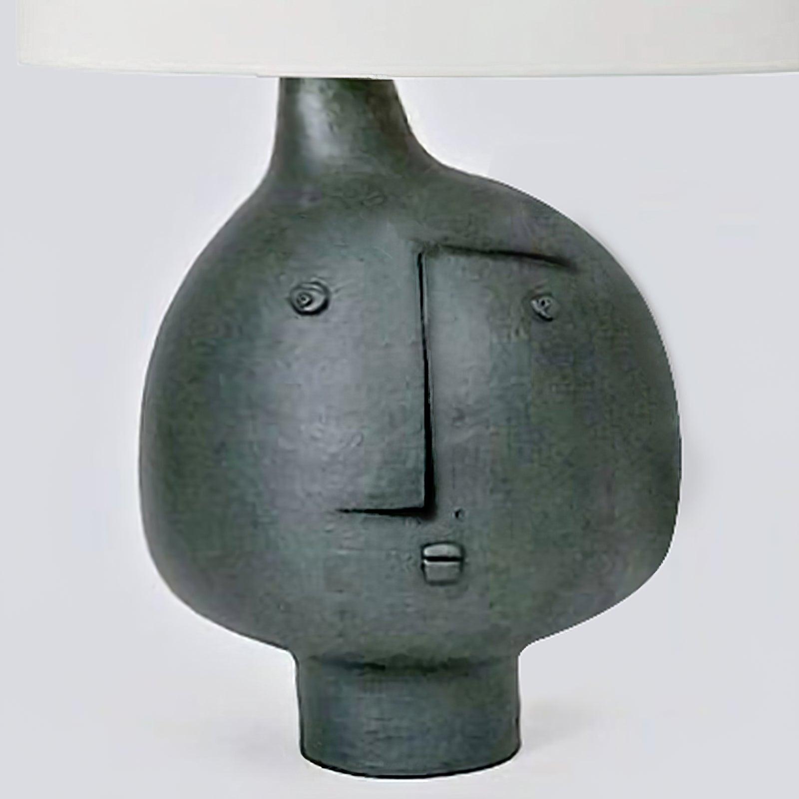 Modern Artistic Resin Table Lamp with White Fabric Shade Handcrafted Blue and White Desk Lighting