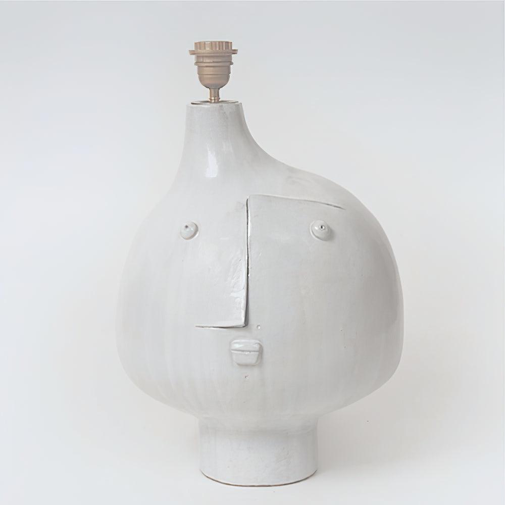 Modern Artistic Resin Table Lamp with White Fabric Shade Handcrafted Blue and White Desk Lighting