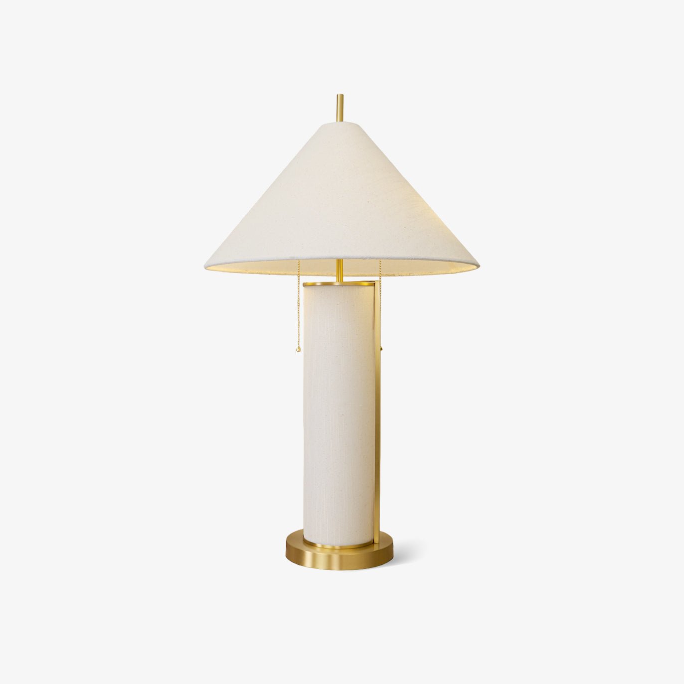 Modern Remi Linen Table Lamp with Gold Base and Beige Fabric Shade for Bedside Lighting