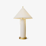 Modern Remi Linen Table Lamp with Gold Base and Beige Fabric Shade for Bedside Lighting