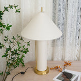 Modern Remi Linen Table Lamp with Gold Base and Beige Fabric Shade for Bedside Lighting