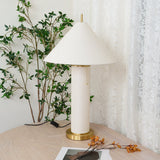 Modern Remi Linen Table Lamp with Gold Base and Beige Fabric Shade for Bedside Lighting