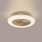 Modern 22 Inch Round Flush Mount Enclosed Ceiling Fan with Remote Control LED Light