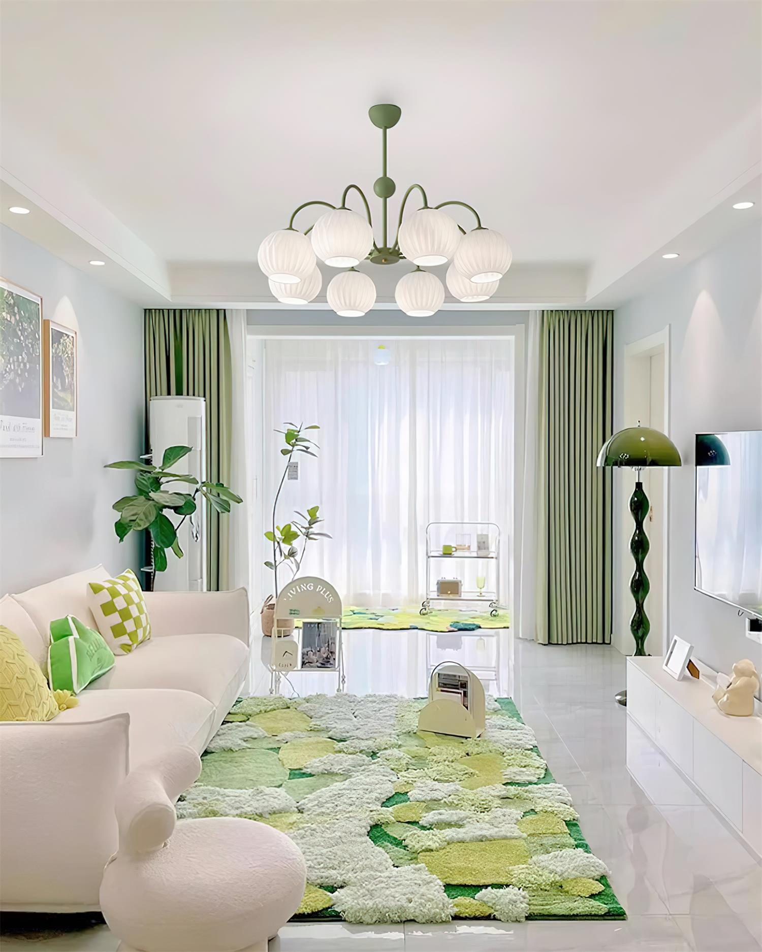 modern-ribbed-glass-globe-chandelier-metal-frame-pendant-light-for-living-room-and-dining-space
