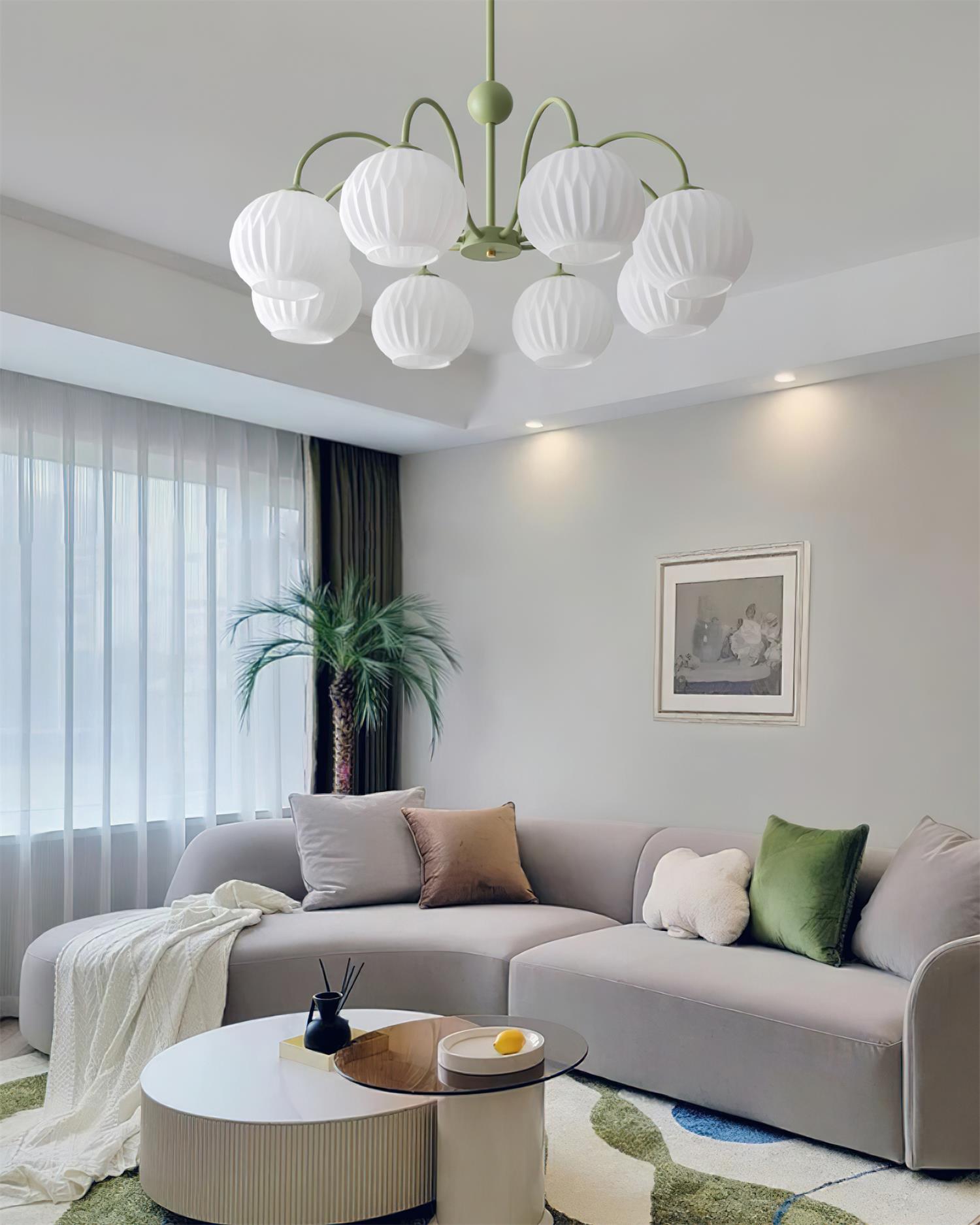 modern-ribbed-glass-globe-chandelier-metal-frame-pendant-light-for-living-room-and-dining-space