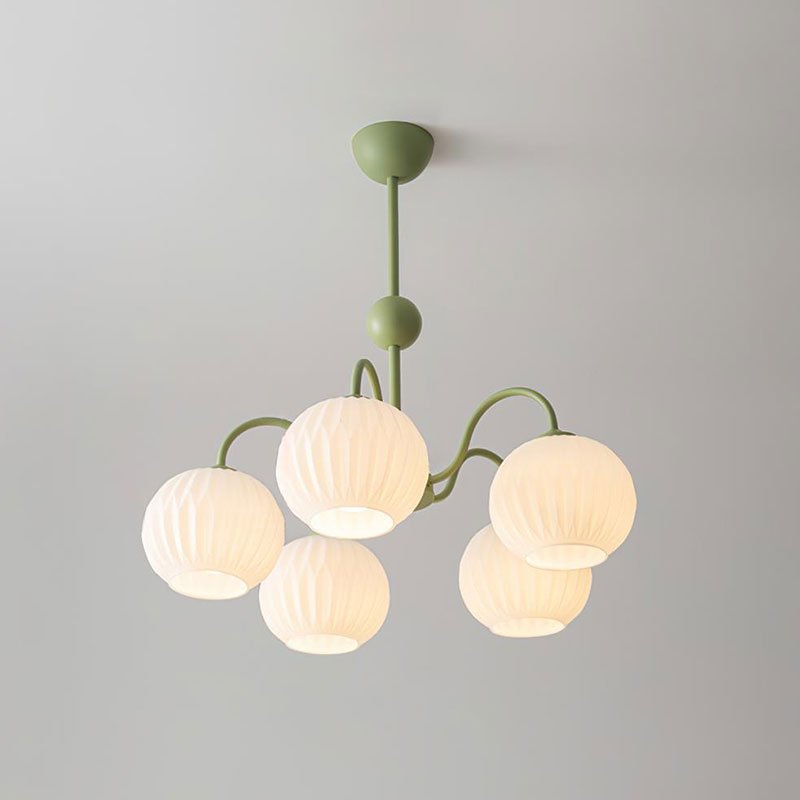 modern-ribbed-glass-globe-chandelier-metal-frame-pendant-light-for-living-room-and-dining-space