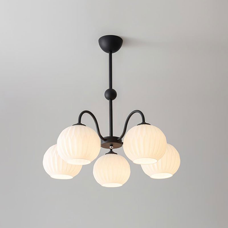 modern-ribbed-glass-globe-chandelier-metal-frame-pendant-light-for-living-room-and-dining-space