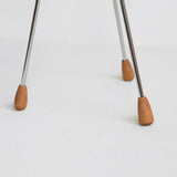 Vintage Camera Style Tripod Floor Lamp with Cherry Wood and Striped Glass Shades