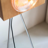 Vintage Camera Style Tripod Floor Lamp with Cherry Wood and Striped Glass Shades