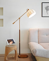 vintage-pleated-fabric-standing-lamp-with-polished-wood-base-for-living-room