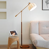 vintage-pleated-fabric-standing-lamp-with-polished-wood-base-for-living-room