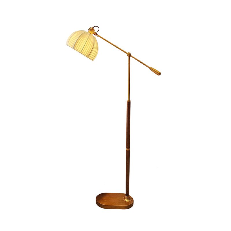vintage-pleated-fabric-standing-lamp-with-polished-wood-base-for-living-room
