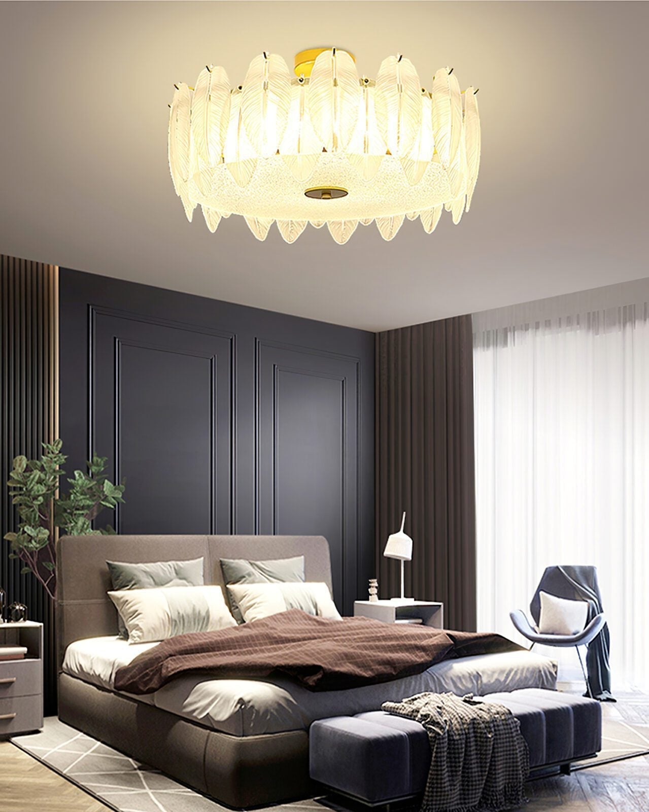 modern-retro-feather-style-gold-ceiling-chandelier-with-frosted-white-glass-globes