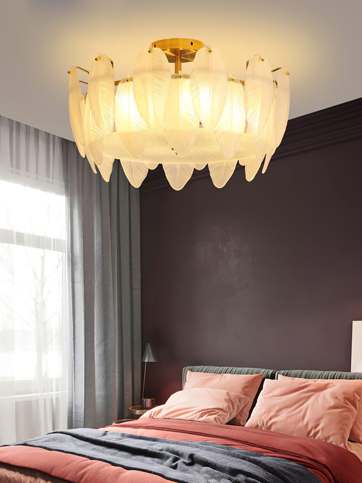 modern-retro-feather-style-gold-ceiling-chandelier-with-frosted-white-glass-globes