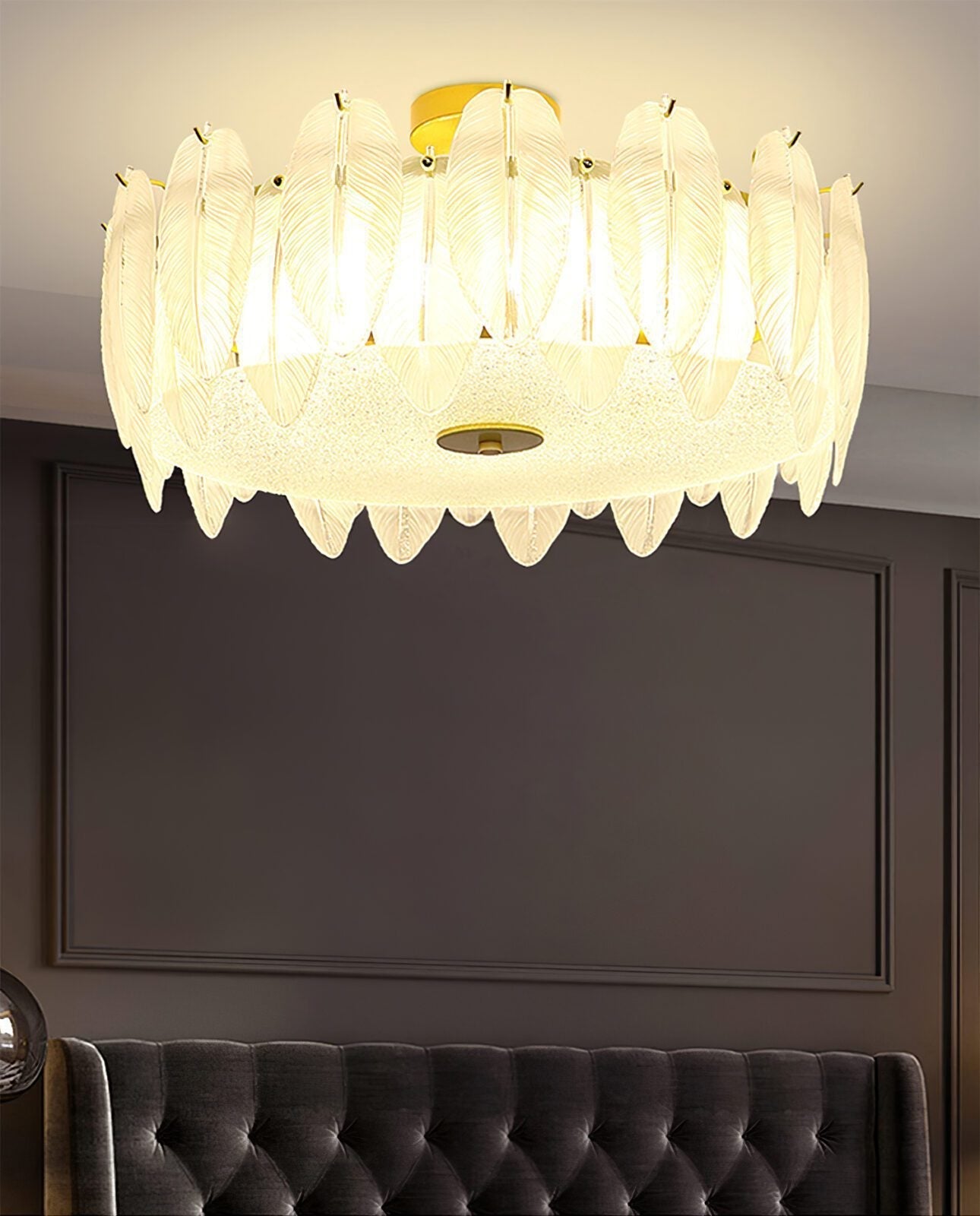 modern-retro-feather-style-gold-ceiling-chandelier-with-frosted-white-glass-globes