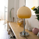 Vintage Chrome Mushroom Glass Table Lamp Retro Bedside Accent Lighting for Modern Interiors