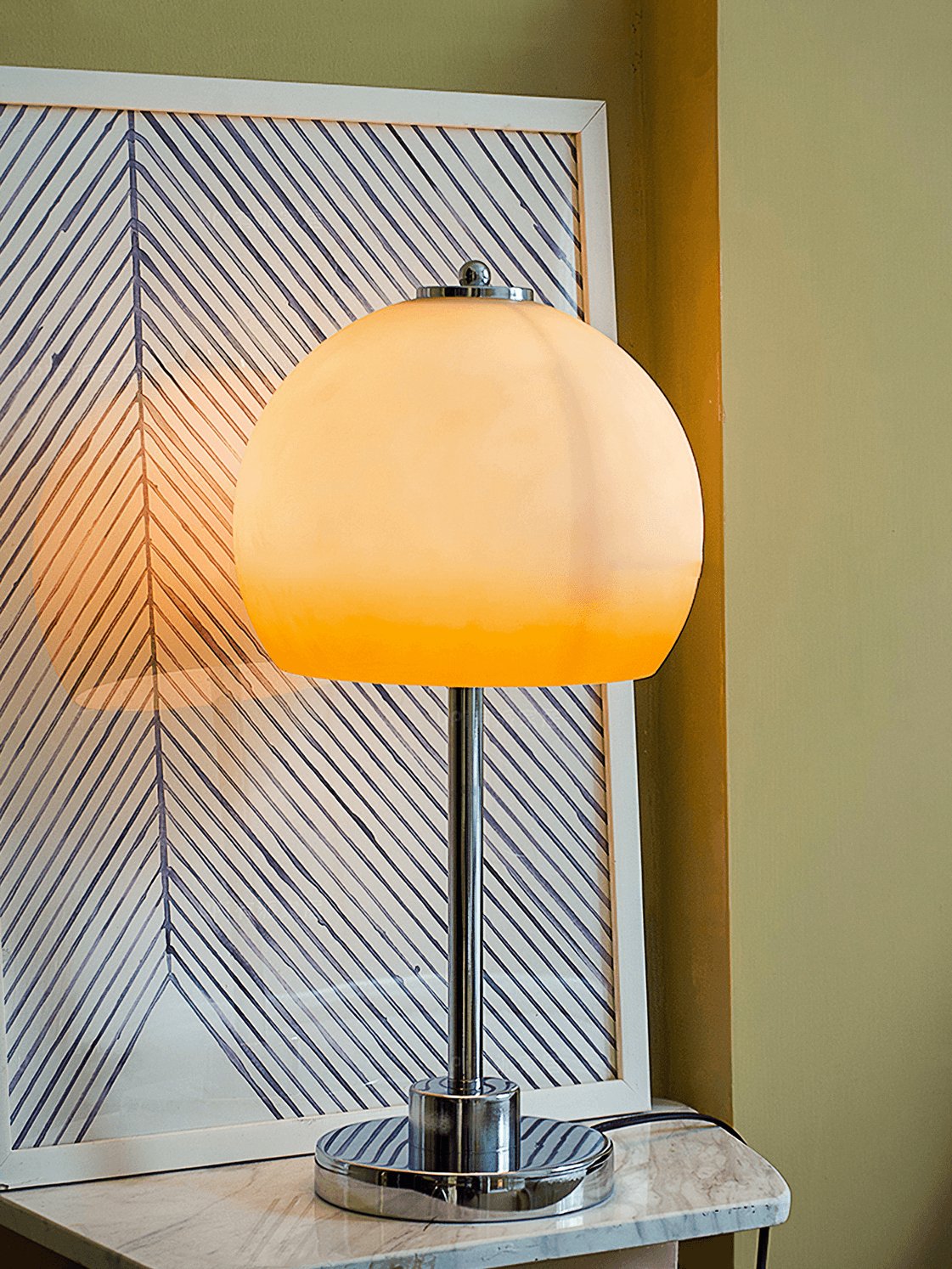 Vintage Chrome Mushroom Glass Table Lamp Retro Bedside Accent Lighting for Modern Interiors