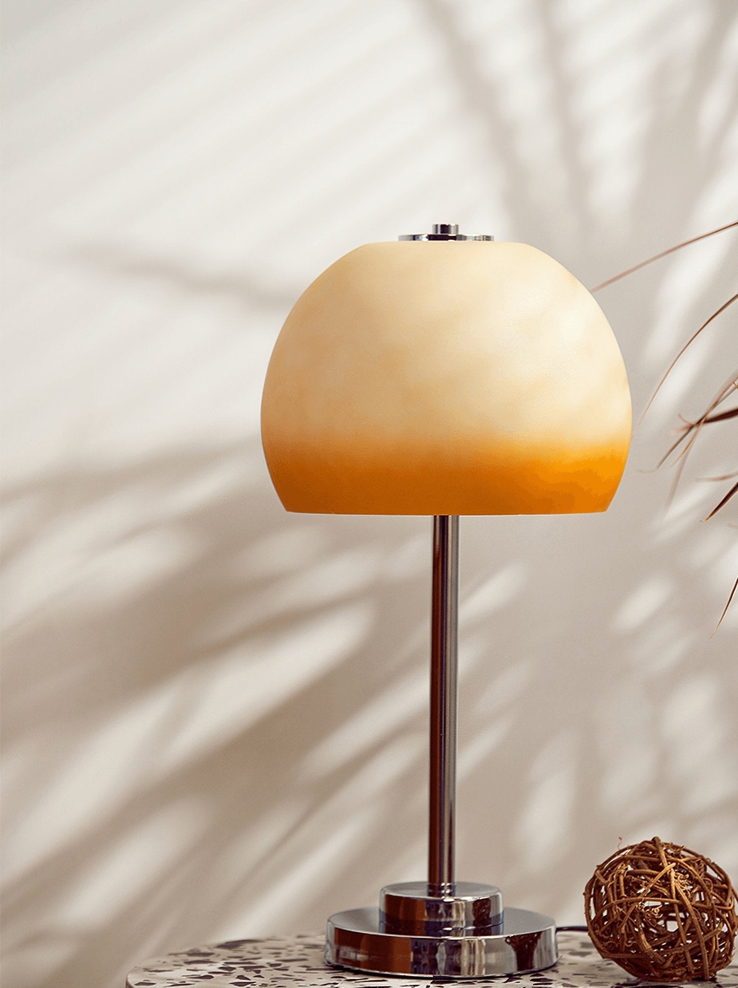 Vintage Chrome Mushroom Glass Table Lamp Retro Bedside Accent Lighting for Modern Interiors