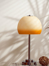 Vintage Chrome Mushroom Glass Table Lamp Retro Bedside Accent Lighting for Modern Interiors