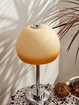 Vintage Chrome Mushroom Glass Table Lamp Retro Bedside Accent Lighting for Modern Interiors