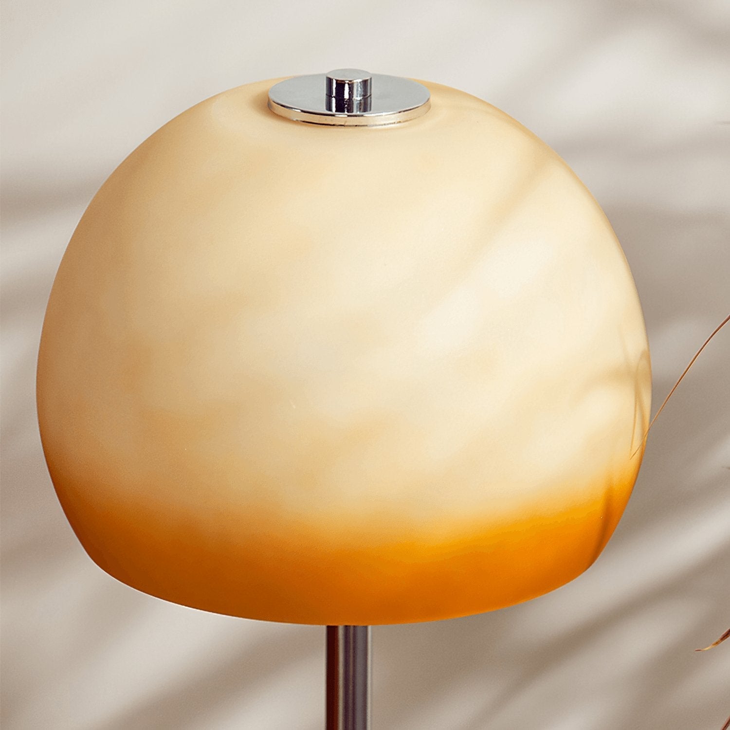 Vintage Chrome Mushroom Glass Table Lamp Retro Bedside Accent Lighting for Modern Interiors