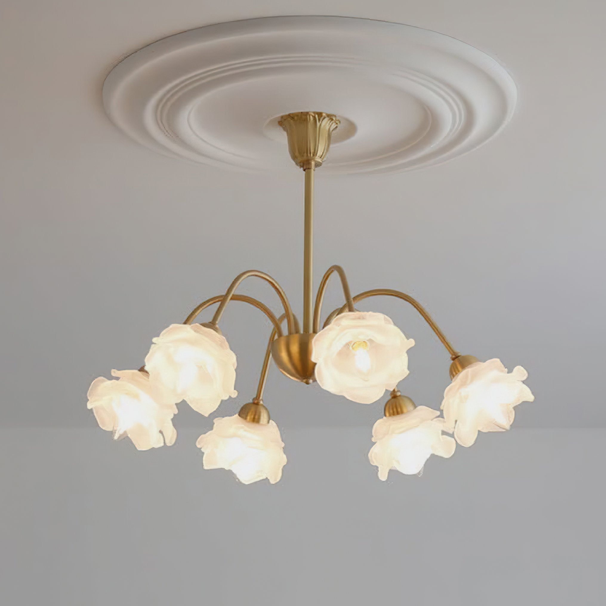 elegant-flower-petal-chandelier-vintage-glass-brass-hanging-light-fixture