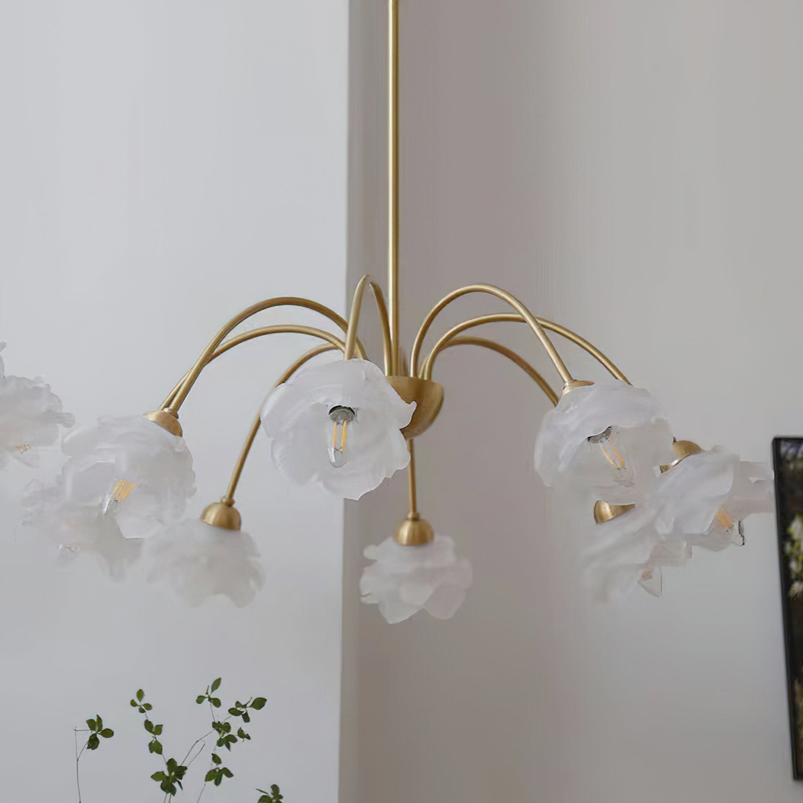 elegant-flower-petal-chandelier-vintage-glass-brass-hanging-light-fixture