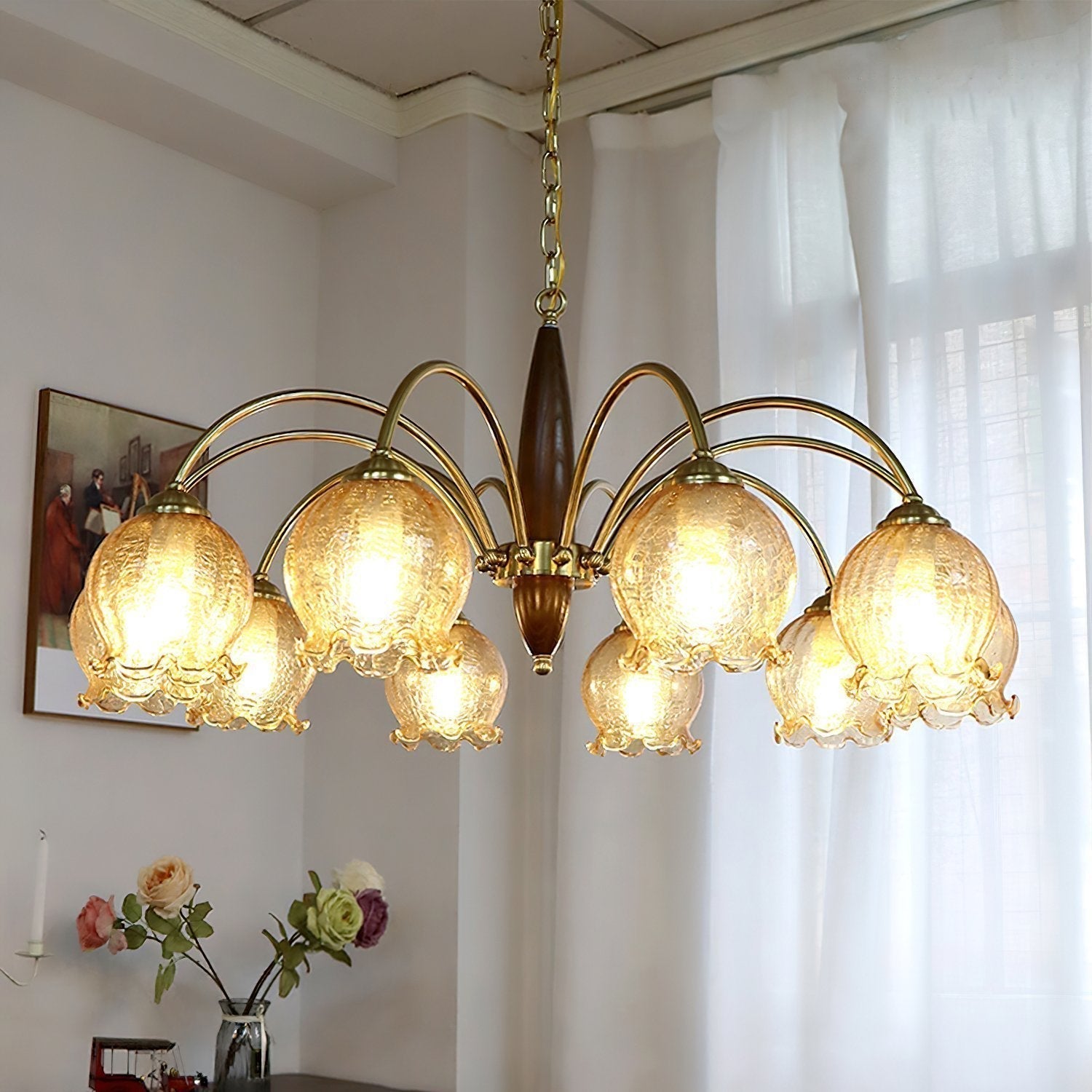 vintage-petal-glass-chandelier-mid-century-modern-wood-and-iron-pendant-lighting