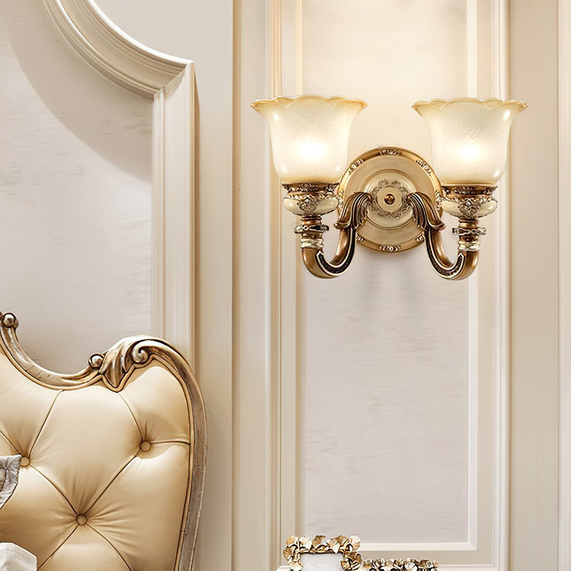 vintage-resin-wall-sconce-with-frosted-glass-shade-for-bedroom-and-hallway