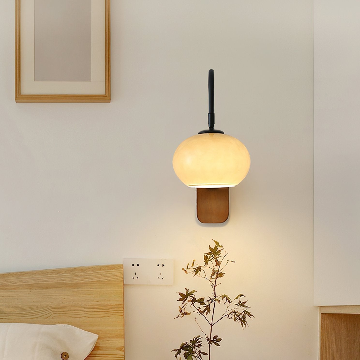 elegant-walnut-wood-wall-lamp-with-white-glass-globe-shade-for-indoor-lighting
