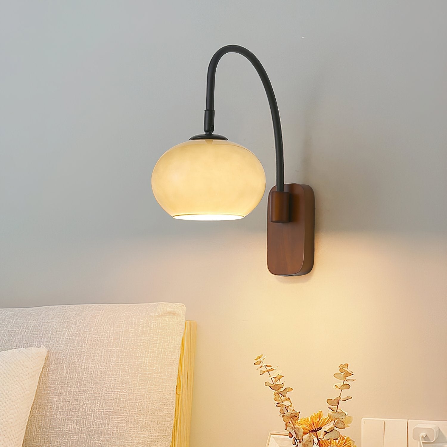 elegant-walnut-wood-wall-lamp-with-white-glass-globe-shade-for-indoor-lighting