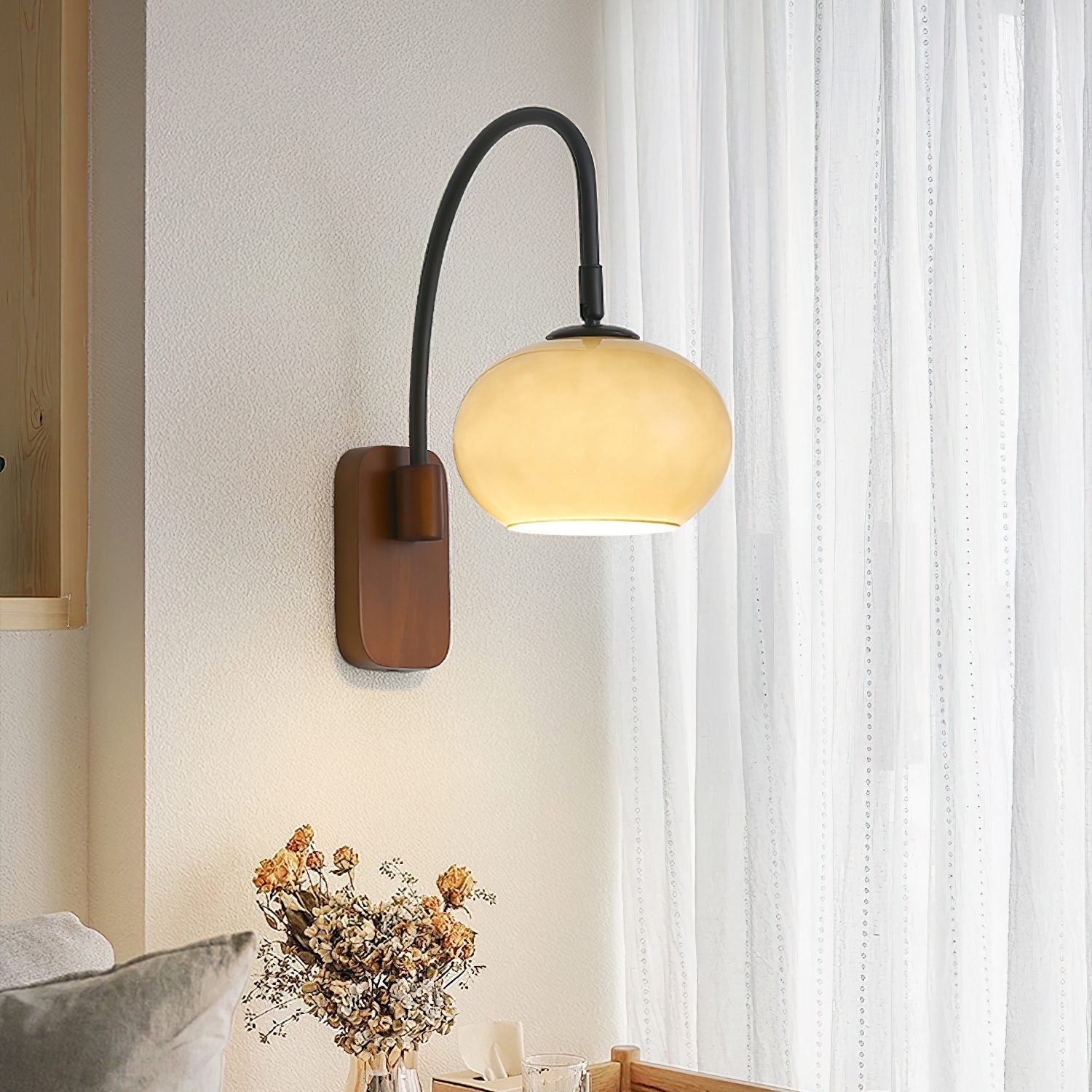 elegant-walnut-wood-wall-lamp-with-white-glass-globe-shade-for-indoor-lighting