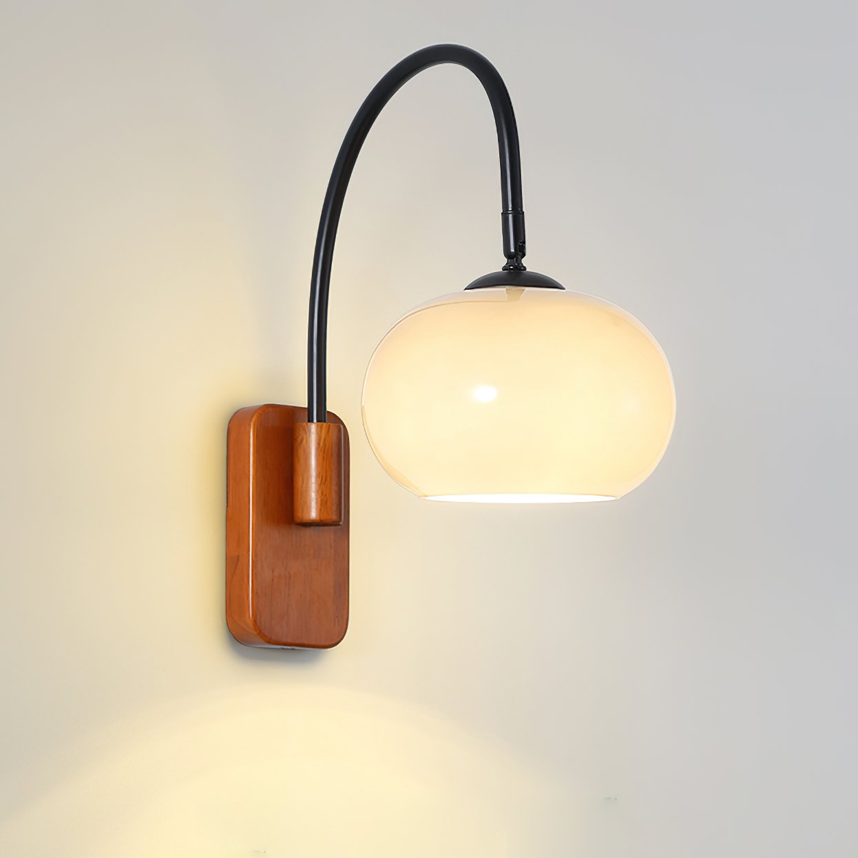 elegant-walnut-wood-wall-lamp-with-white-glass-globe-shade-for-indoor-lighting