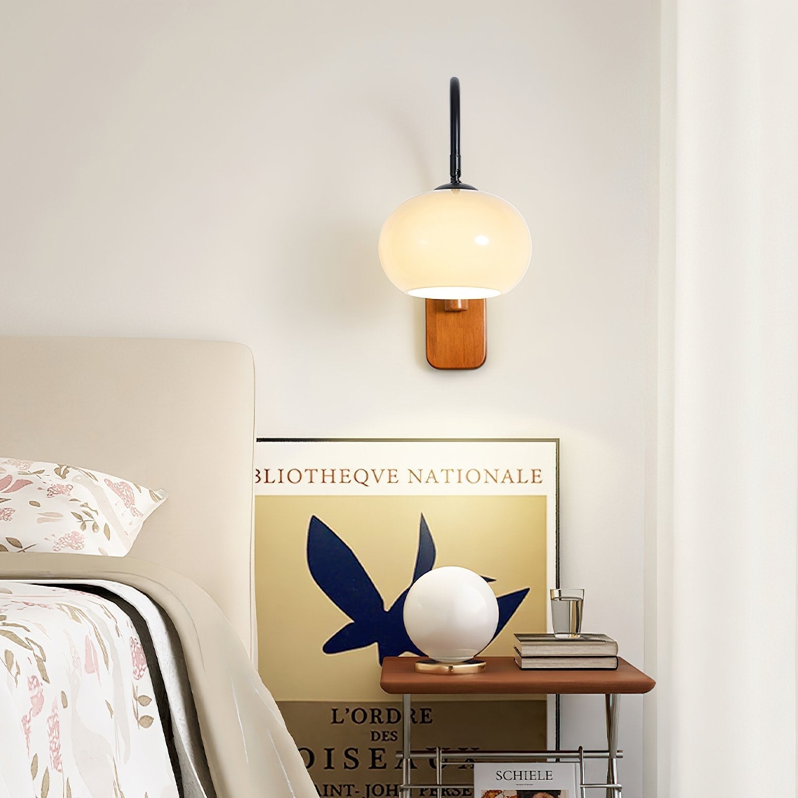elegant-walnut-wood-wall-lamp-with-white-glass-globe-shade-for-indoor-lighting