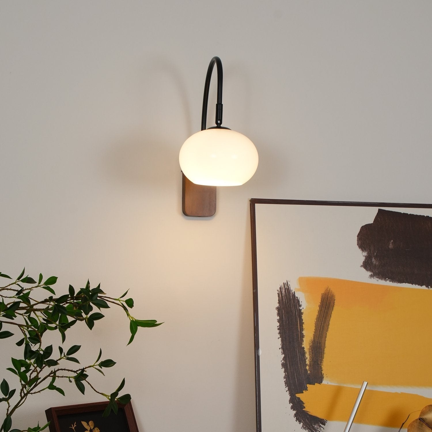 elegant-walnut-wood-wall-lamp-with-white-glass-globe-shade-for-indoor-lighting
