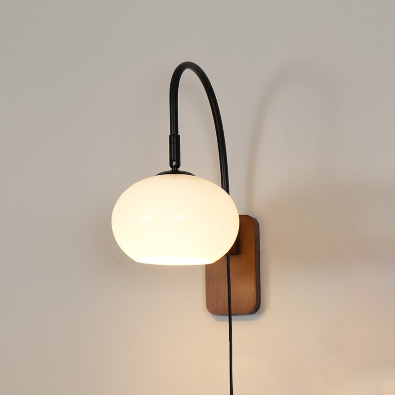 vintage-retro-glass-plug-in-wall-lamp-with-walnut-wood-base-for-interior-home-lighting