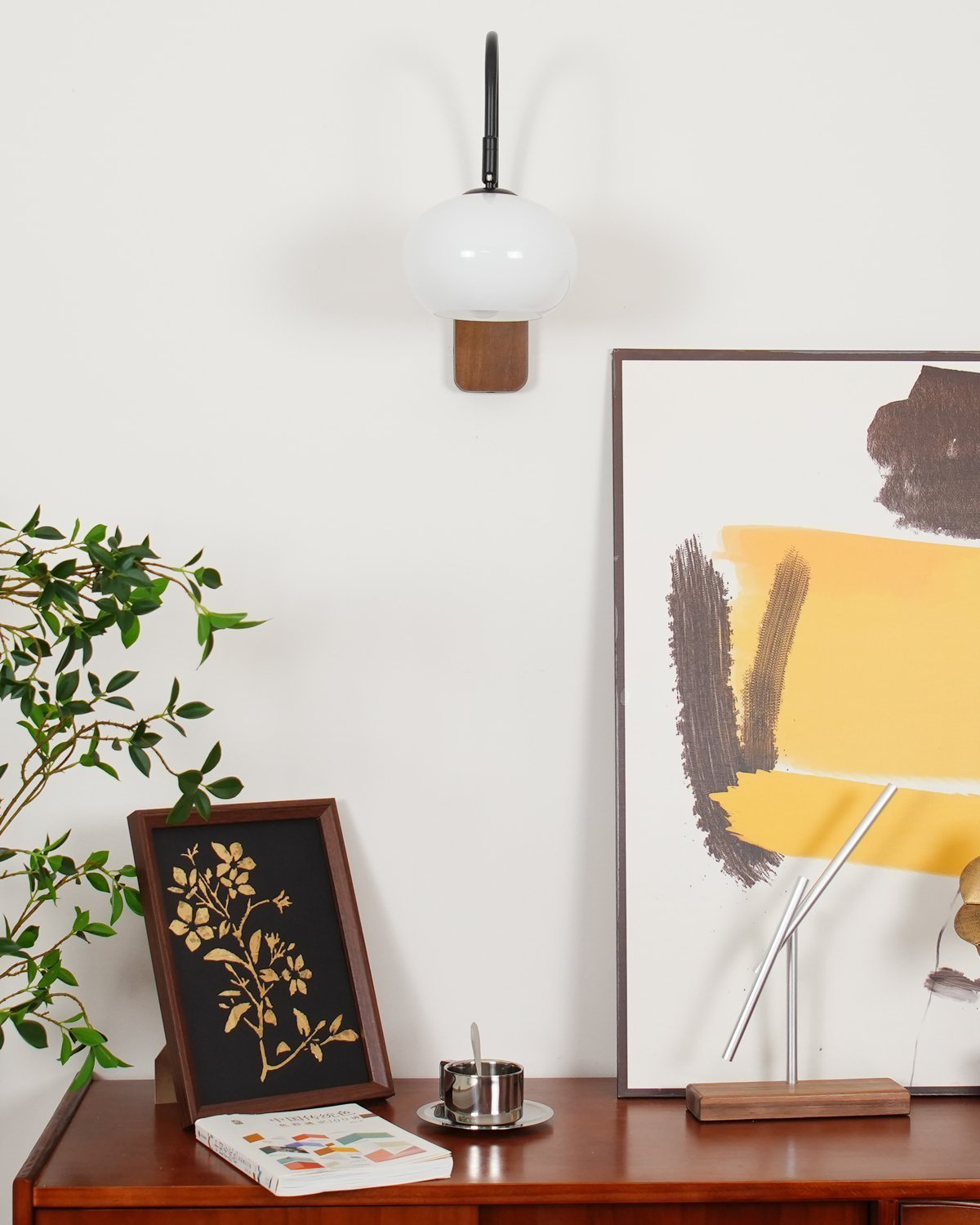 elegant-walnut-wood-wall-lamp-with-white-glass-globe-shade-for-indoor-lighting