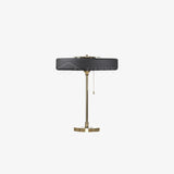 Mid Century Modern Spun Metal Table Lamp with Pull Chain and Opal Diffuser Accent